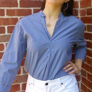 🔹Striped V-Neck Loose-fit Blouse 🙊